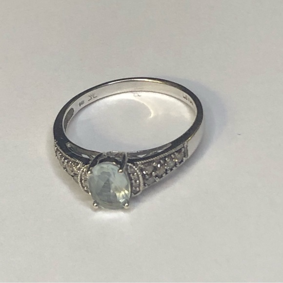 LeVian 14k Aquamarine Chocolate and White Diamond Ring - Picture 3 of 9